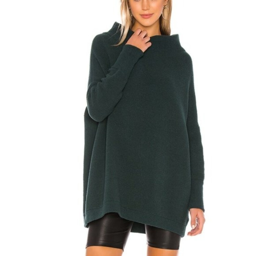 Free People Ottoman Slouchy Tunic Sweater Dress in Dark Turquoise - Picture 1 of 8